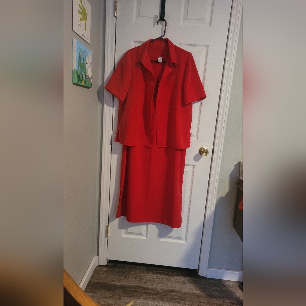 Women's 2 pc red dress and jacket suit